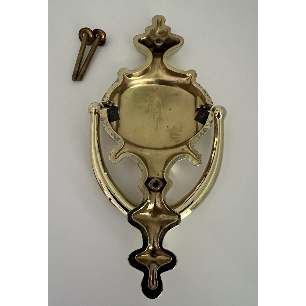 Solid Polished Brass Traditional Door Knocker Tarnish Resistant 8.75" w/ Screws - Picture 7 of 7